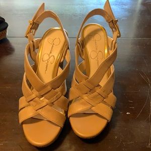 Tan Jessica Simpson Wedges 6.5